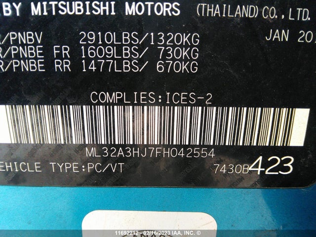 ML32A3HJ7FH042554 Mitsubishi Mirage