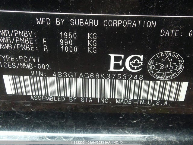4S3GTAG68K3753248 Subaru IMPREZA