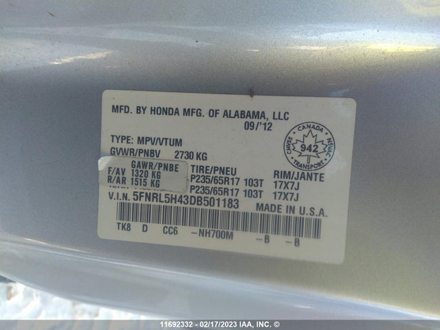 Honda ODYSSEY EX 2013 5FNRL5H43DB501183 Image 9