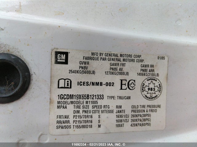 Chevrolet Astro 2005 1GCDM19X65B121333 Image 10