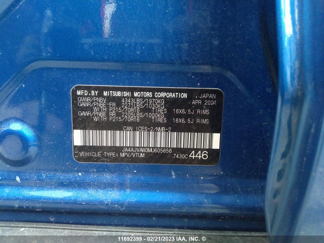 JA4AJVAW3MU605656 Mitsubishi Rvr Se/sel/le/gt