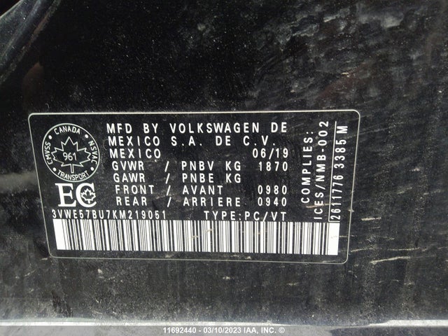 Volkswagen JETTA 2019 3VWE57BU7KM219051 Image 10