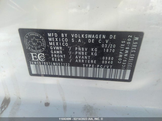 Volkswagen JETTA SEL 2020 3VWEB7BU1LM057122 Image 11