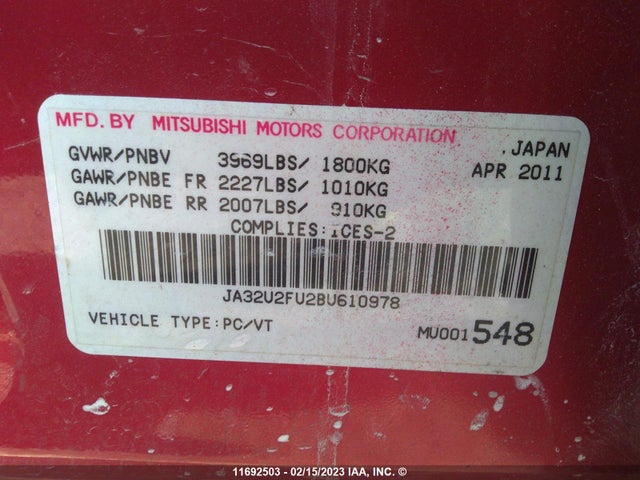 JA32U2FU2BU610978 Mitsubishi Lancer Es/es Sport