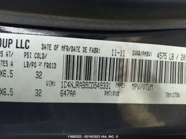 Jeep Patriot 2012 1C4NJRAB9CD549331 Image 10