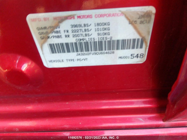JA32U2FU9CU604628 Mitsubishi Lancer Es/es Sport