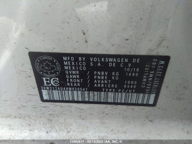 3VW217AU4HM020547 Volkswagen Golf S/wolfsburg/se/sel