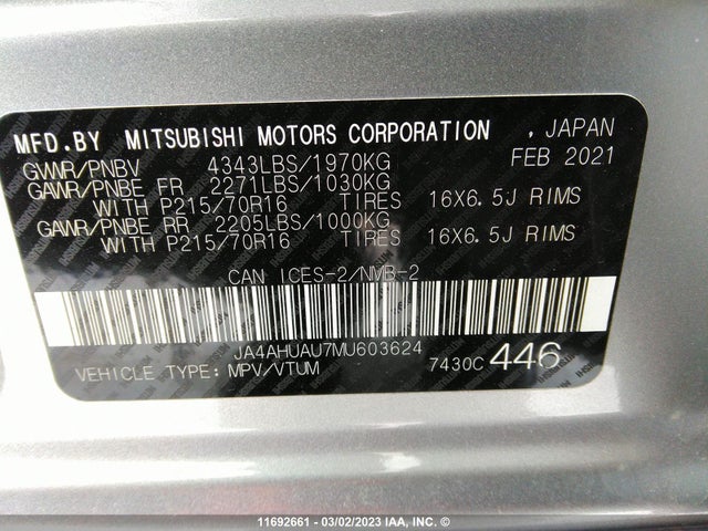 JA4AHUAU7MU603624 Mitsubishi Rvr Es/se