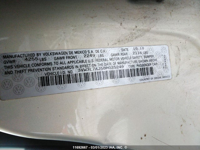 Volkswagen JETTA TDI 2011 3VW3L7AJ5BM025249 Image 9