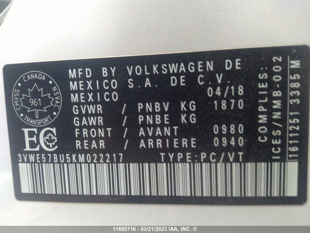 Volkswagen JETTA SEL 2019 3VWE57BU5KM022217 Image 9