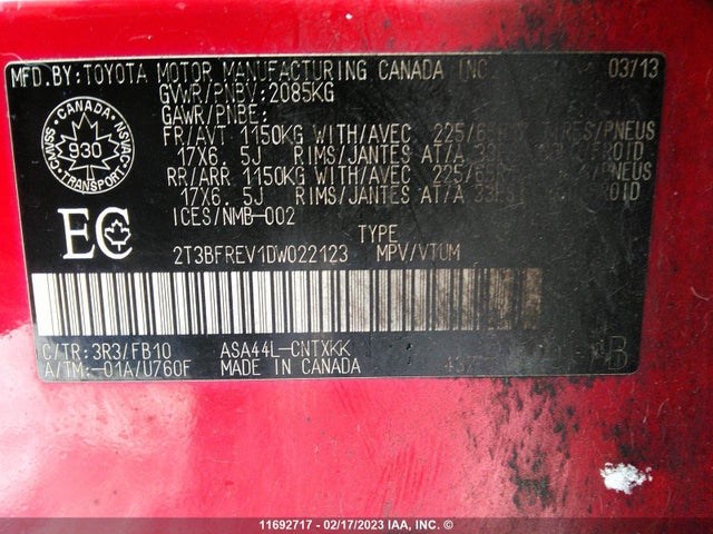 Toyota RAV4 LE 2013 2T3BFREV1DW022123 Image 10