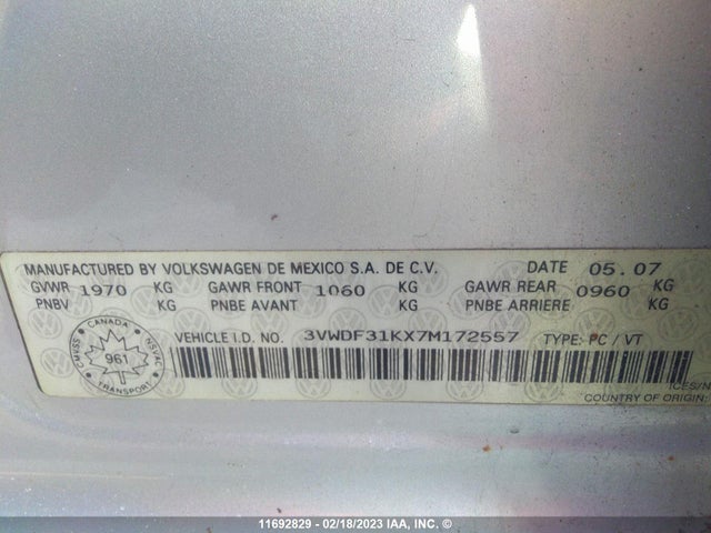 Volkswagen Jetta 2.5l Leather 2007 3VWDF31KX7M172557 Image 10