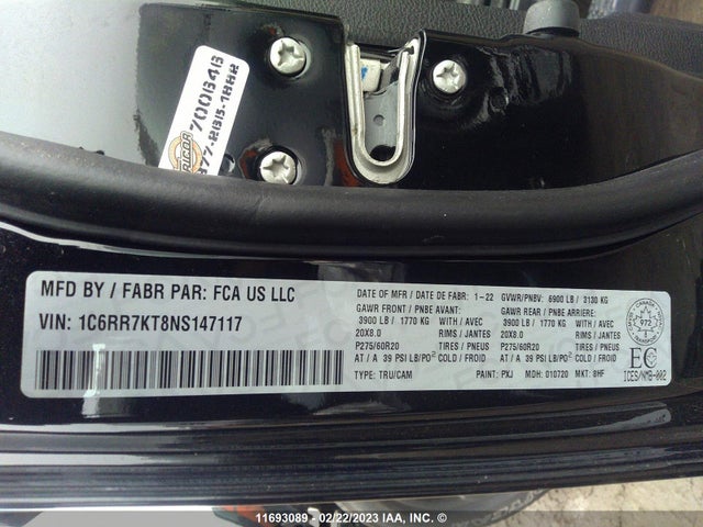 RAM 1500 Classic Tradesman 2022 1C6RR7KT8NS147117 Image 9