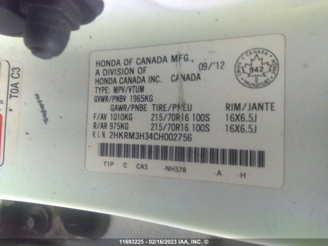 Honda CR-V LX 2012 2HKRM3H34CH002756 Image 10