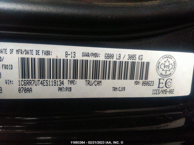 1C6RR7UT4ES119134 RAM 1500 Sport