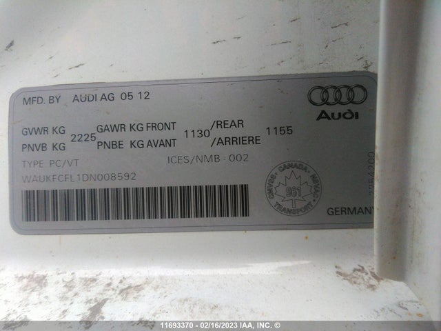 WAUKFCFL1DN008592 Audi A4 Prestige