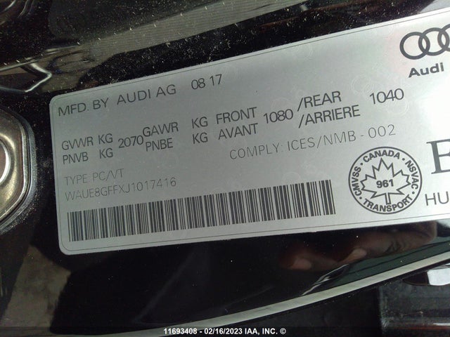 WAUE8GFFXJ1017416 Audi A3 Progressiv