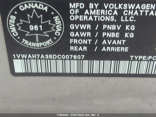 1VWAH7A35DC007607 Volkswagen PASSAT S