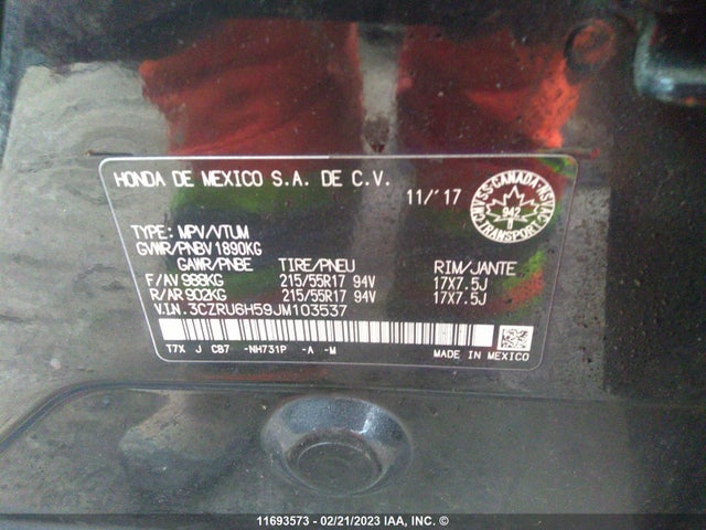 Honda HR-V EX 2018 3CZRU6H59JM103537 Image 9