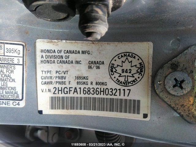 Honda CIVIC EX 2006 2HGFA16836H032117 Image 10