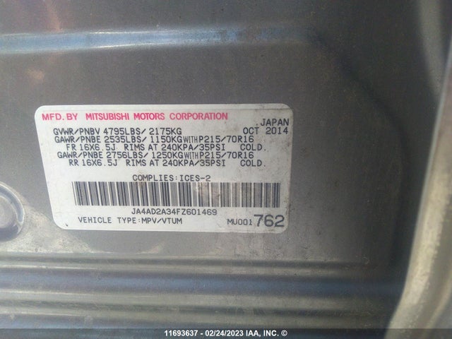 JA4AD2A34FZ601469 Mitsubishi Outlander Es