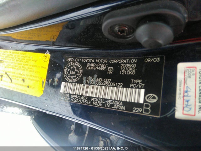JTHBA30GX45005122 Lexus ES 330