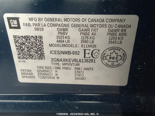 Chevrolet EQUINOX LT 2020 2GNAXKEV8L6138291 Image 9
