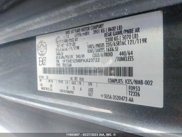 Ford Transit T-150 2015 1FTNE1ZM8FKA23722 Image 10