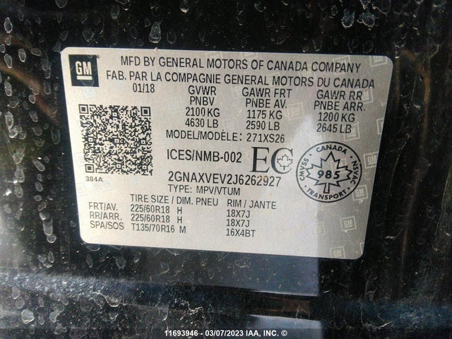 Chevrolet Equinox Premier 2018 2GNAXVEV2J6262927 Image 9