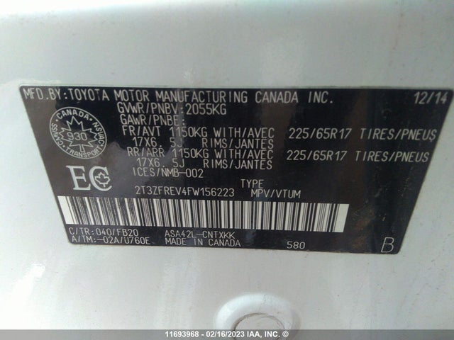Toyota RAV4 LE 2015 2T3ZFREV4FW156223 Image 9