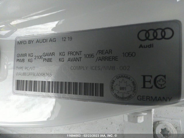 WAUBEGFF5LA048765 Audi A3 S-line Premium