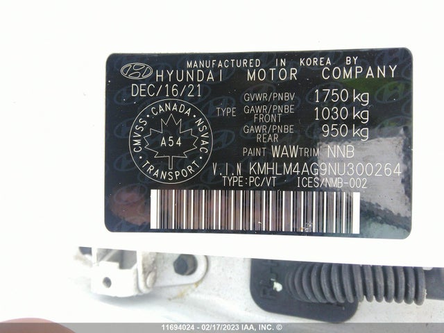 Hyundai ELANTRA SEL 2022 KMHLM4AG9NU300264 Image 10