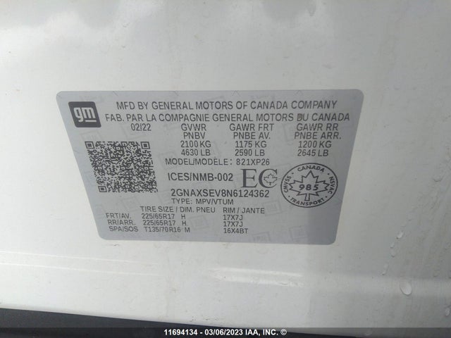 Chevrolet EQUINOX LS 2022 2GNAXSEV8N6124362 Image 9