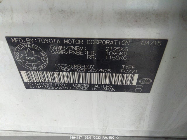 JTHCF1D25F5027525 Lexus IS 250