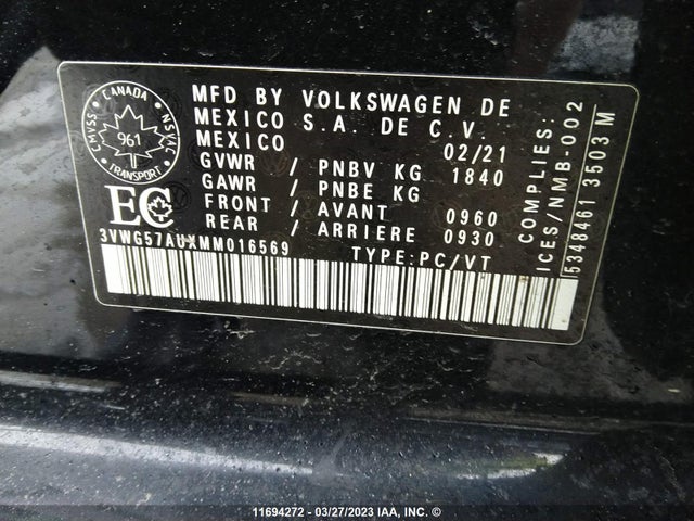 3VWG57AUXMM016569 Volkswagen GOLF