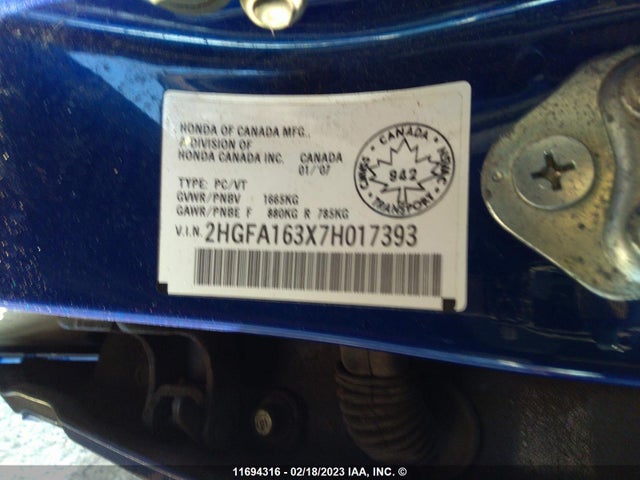 Honda Civic Dx 2007 2HGFA163X7H017393 Image 10