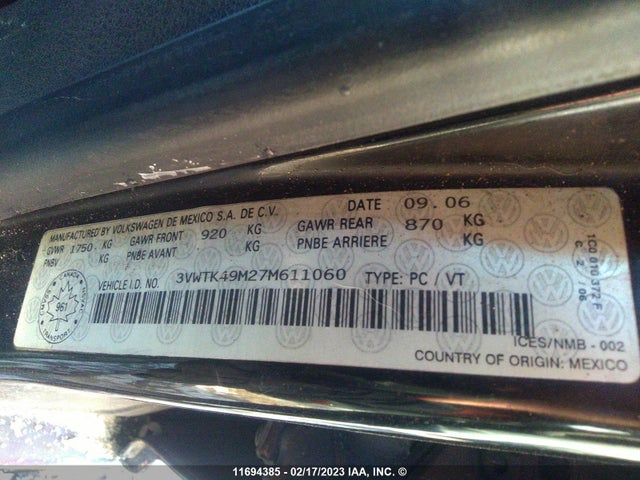 Volkswagen City Jetta 2007 3VWTK49M27M611060 Image 10