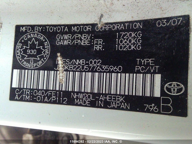Toyota PRIUS 2007 JTDKB22U577635960 Image 10