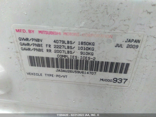 JA3AU26U59U614707 Mitsubishi Lancer Es/es Sport