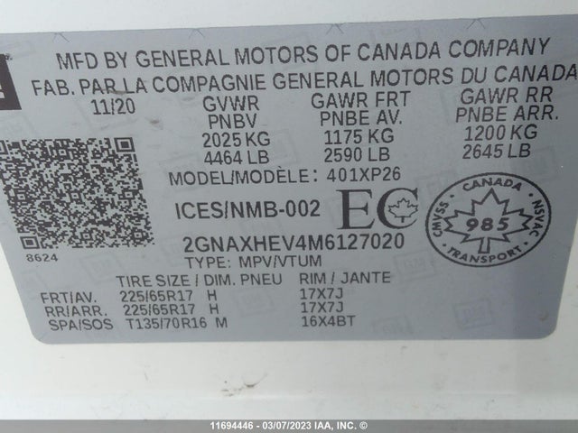 Chevrolet EQUINOX LS 2021 2GNAXHEV4M6127020 Image 9