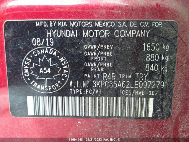 Hyundai Accent Limited 2020 3KPC35A62LE097279 Image 10
