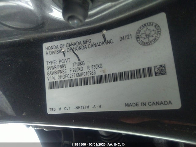 Honda Civic Ex 4dr 2021 2HGFC2F7XMH016968 Image 10