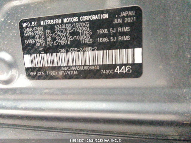 JA4AJVAW5MU606940 Mitsubishi Rvr Se/sel/le/gt