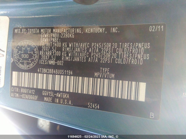 Toyota Venza 2011 4T3BK3BB4BU051194 Image 11
