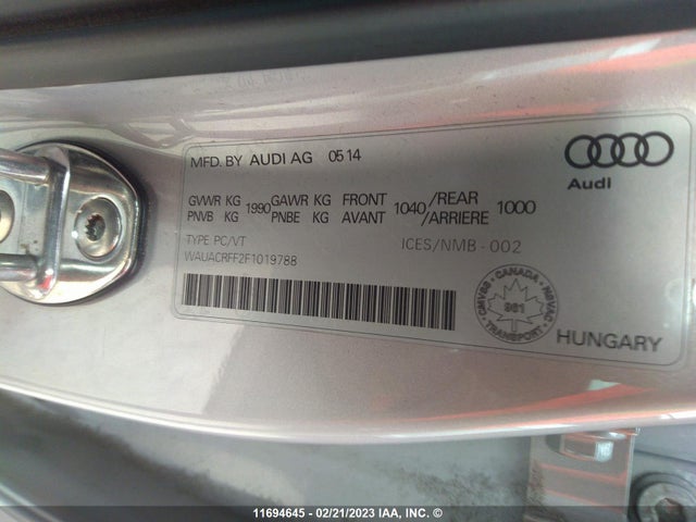 WAUACRFF2F1019788 Audi A3 PREMIUM