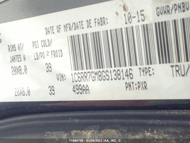 RAM 1500 Slt 2016 1C6RR7GM8GS138146 Image 9