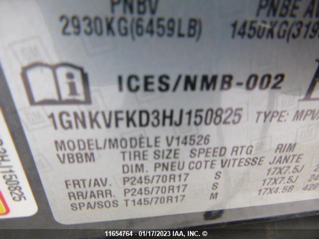 Chevrolet Traverse 2017 1GNKVFKD3HJ150825 Image 9