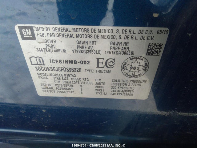 Chevrolet Silverado K1500 Ltz 2015 3GCUKSEJ5FG396326 Image 9