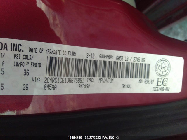 2C4RC1CG1DR675851 Chrysler Town & Country Touring L