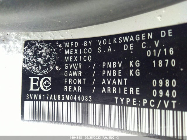 Volkswagen Golf Base / S 2016 3VW817AU8GM044083 Image 10